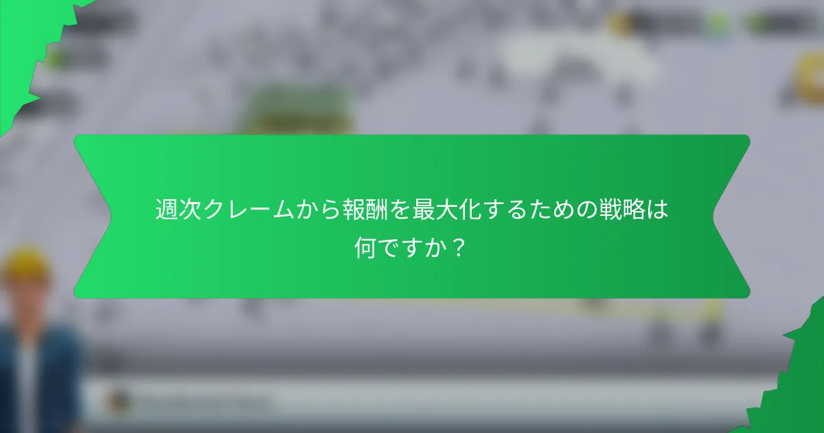 週次クレームから報酬を最大化するための戦略は何ですか？